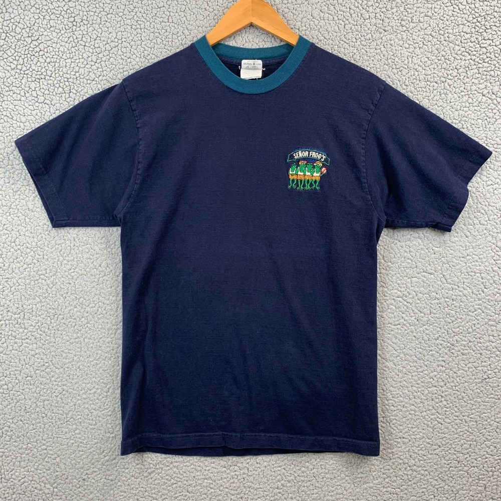 Vintage Sideout T-Shirt Men's Navy Blue Teal M 100% Cotton Ringer Señor Frog's